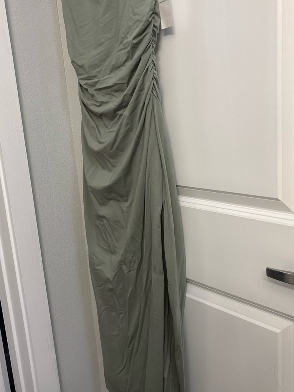 Abercrombie & Fitch Sage Green Ruched Midi Dress